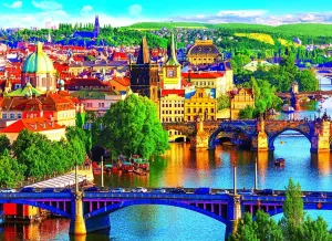 RoseArt - Kodak Premium - Scenic Old Town Bridges Over The Vltava River Prague Czech Republic - 1500 Piece Jigsaw Puzzle for Adults