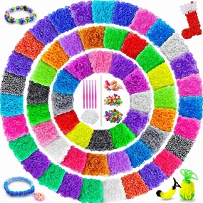 ROSHUKG 60 Colours Rubber Band Refill Kit, 12300 Rubber Bands Kit for Kids Weaving DIY Crafting Gift with S-Clips, Glow in The Dark Rubber Bands