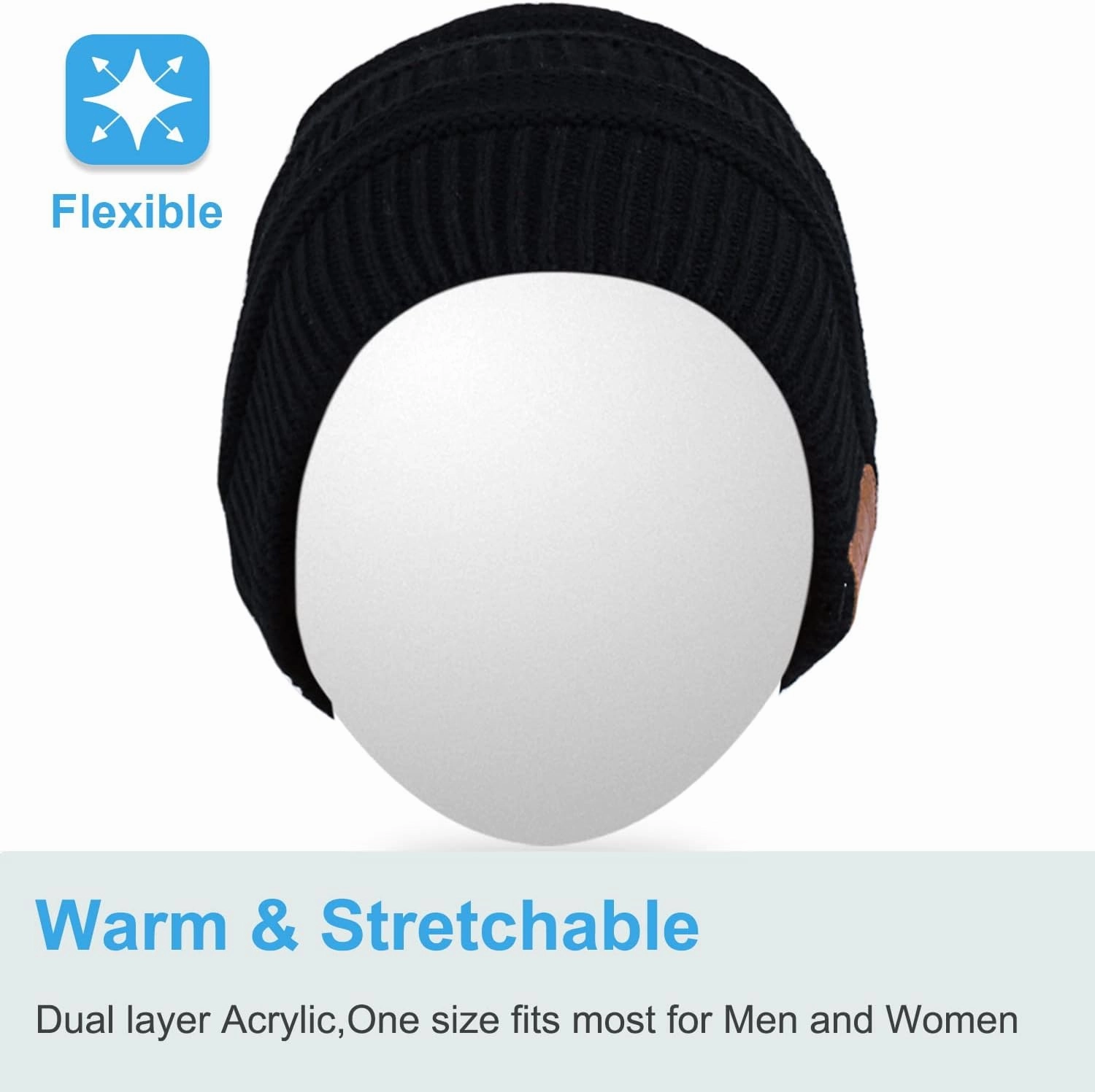 Rotibox Bluetooth Beanie Hat Wireless Headphone for Outdoor Sports Xmas Gifts