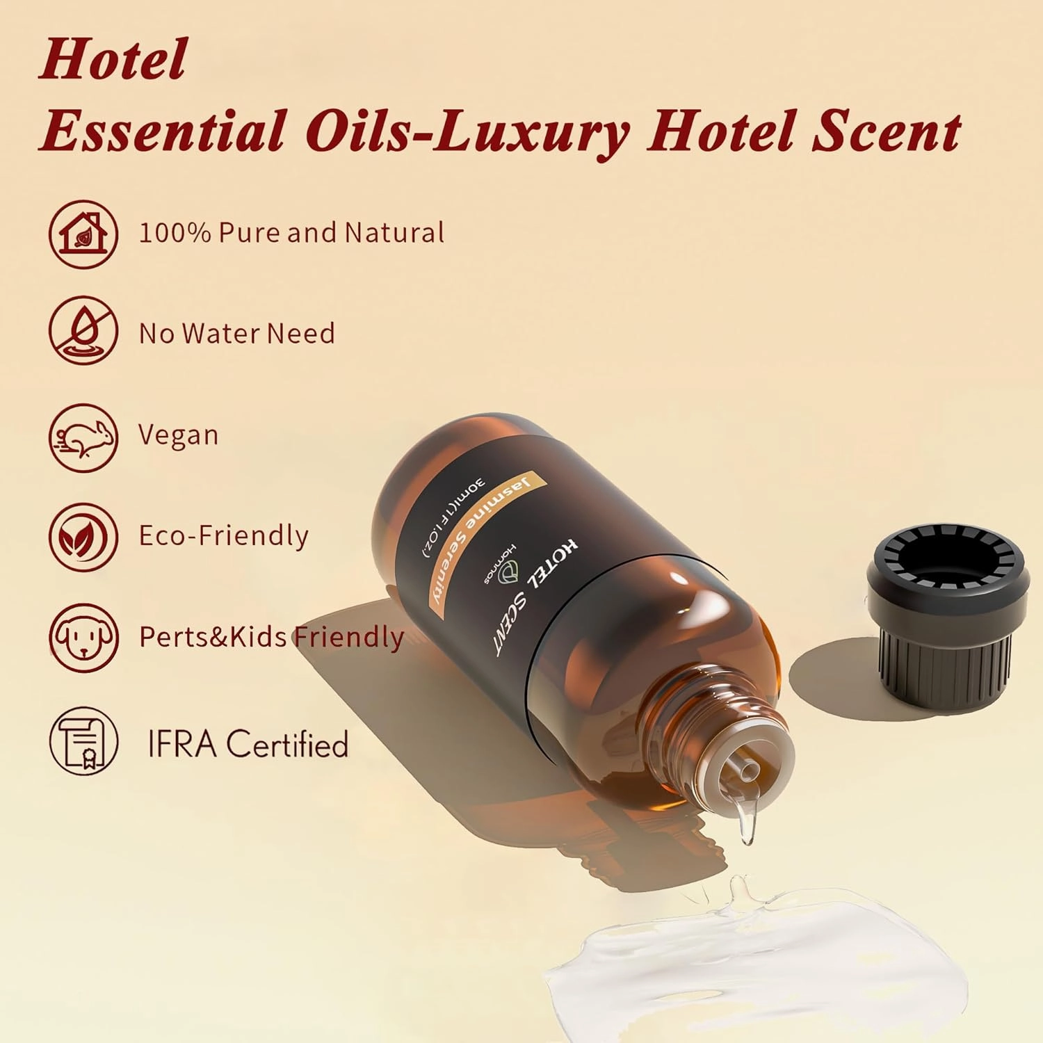 Royal Tranquility Essential Oil, Hotel Diffuser Oil, Inspired by Ritz-Carlton Hotel, Lemon, Jasmine and Amber, Home Luxury & Hotel Scents for Diffuser, Pure Diffuser Oil for Aromatherapy