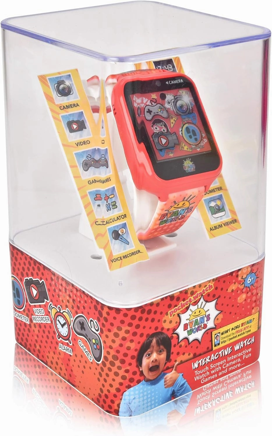 Ryan’s World Kids Smart Watch with Touchscreen Games Camera Voice Recorder Pedometer LED Display & Learning Tools – Adjustable Silicone Strap Fits Wrists 5.5" to 8"