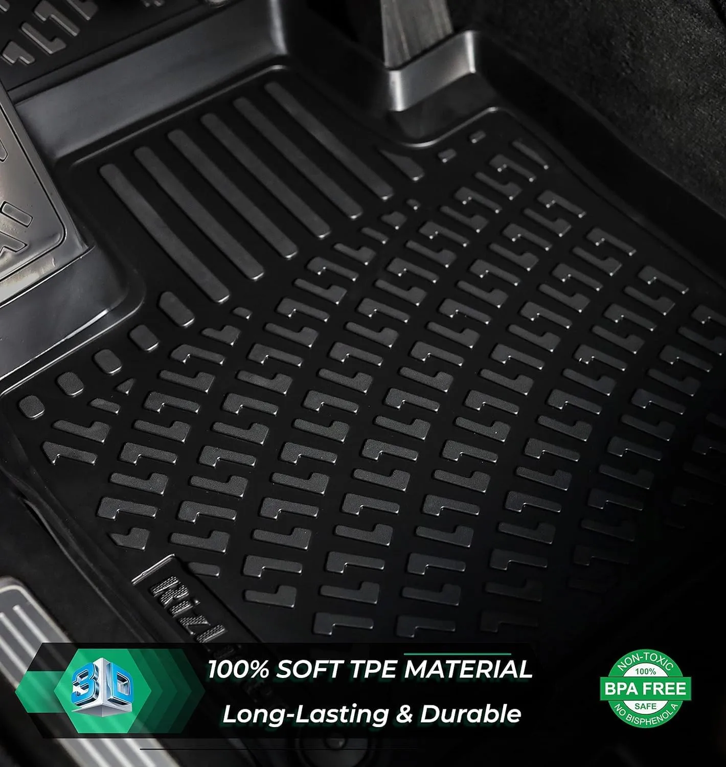 S60 2019-2025 Floor Mats 3D Custom Fit Rubber Car Mats Laser Measured Floor Liners All Weather Heavy Duty Waterproof Odorless Non-Slip TPE (Front & Rear, Black)