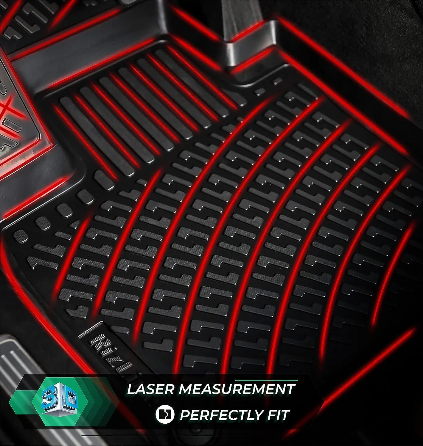 S60 2019-2025 Floor Mats 3D Custom Fit Rubber Car Mats Laser Measured Floor Liners All Weather Heavy Duty Waterproof Odorless Non-Slip TPE (Front & Rear, Black)