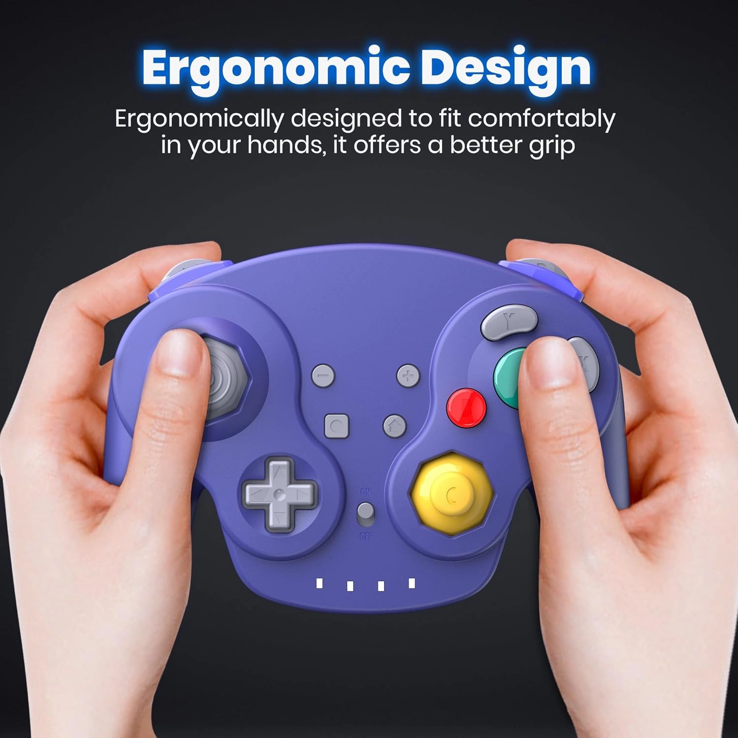 SAFFUN 2.4 GHz Wireless NGC Controller, GameCube Receiver, Compatible with GameCube Console (Rechargeable) (Plug and Play) (Built-in Vibration) Indigo