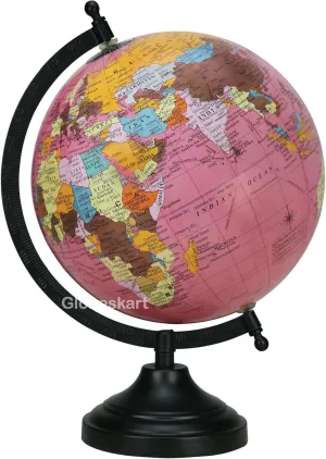 Samyuktha Educational/Antique Globe with Black Matt Arc and Base/World Globe/Home Decor/Office Decor/Gift Item / 8 inches (Pink)