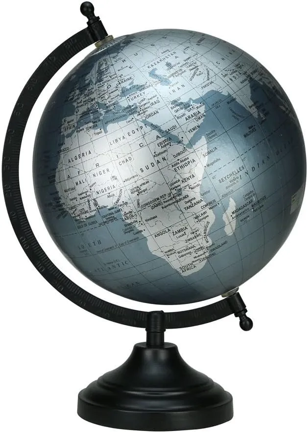 Samyuktha Marquise Silver Antique Globe/World Globe/Home Decor/Gift Item/Political Globe/Educational Globe / 8 inches