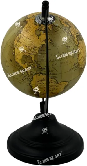 Samyuktha POLITICAL GLOBE (5 inches), UNBREAKABLE METAL ARC AND BASE (Olive Green Gold)