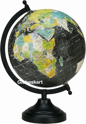 Samyuktha Educational/Antique Globe with Black Matt Arc and Base/World Globe/Home Decor/Office Decor/Gift Item / 8 inches (Black Multicolour)
