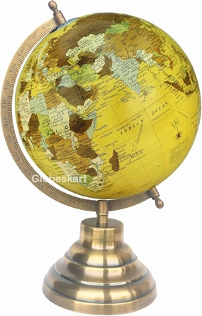 Samyuktha Educational/Antique Globe with Brass Antique Arc and Base/World Globe/Home Decor/Office Decor/Gift Item / 8 inches (New Beige)