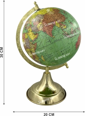 Samyuktha Educational/Antique Globe with Brass Antique Arc and Base/World Globe/Home Decor/Office Decor/Gift Item / 8 inches (Surahi) (Green Texture)