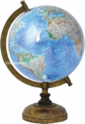 Samyuktha Educational/Antique Globe with Brass Antique Arc and Wooden Base/World Globe/Home Decor/Office Decor/Gift Item / 8 inches (Laminated Physical Globe)