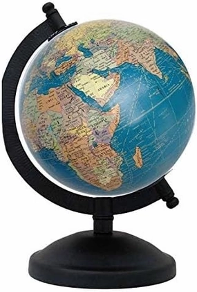 Samyuktha Political Globe (5 inches), Unbreakable Metal ARC and Base (Sky Blue Laminated)