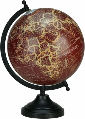 Samyuktha Rotating Desk and Tabletop World Globe/Antique Globe/Gift Item/ 8 inches/Maroon Ribbon