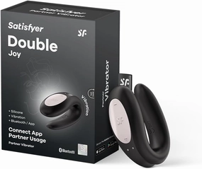Satisfyer Double Joy Connect App | Partner Vibrator | 2 Strong Power Motors | Waterproof (IPX7) | Rechargeable Battery | Skin-Friendly Silicone (Black)