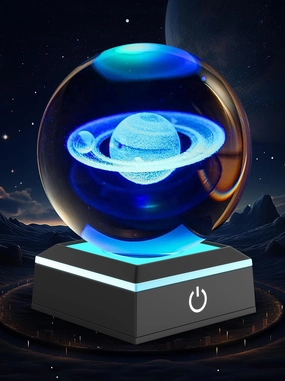 Saturn Lamp with LED Touch Base for Teen Bedroom Decor, 3D Crystal Ball Night Light with 7 Color Changing, Room Decor for Teen Boys and Girls, Saturn Light