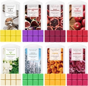 SCENTORINI Wax Melts, Scented Wax Melts, Vanilla & Coconut, Apple & Cinnamon, Pumpkin, Mint & White Jasmine, Winter Cedarwood, Black Pomegranate, Mediterranean Fig, 8x2.5 oz