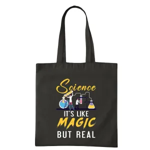 Science for Scientist Chemist Physicist and Science LoverIts Like Magic But Real Funny Navy Black Multicolor Canvas Tote Bag