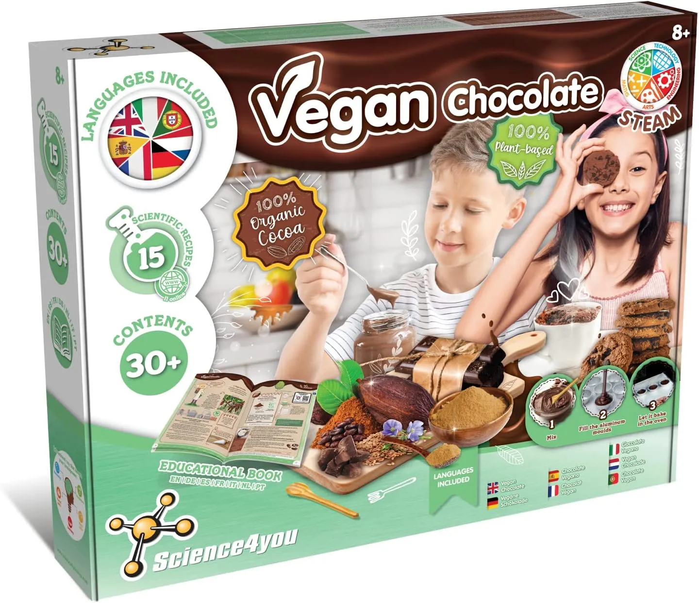 Science4you Vegan Chocolate Maker for Kids  8 Years - Chocolate Making kit for Kids, Chocolate Factory with Arts and Crafts for Kids Age 8 , STEM Toys, Games and Gifts for Girls and Boys Age 8 9 10 