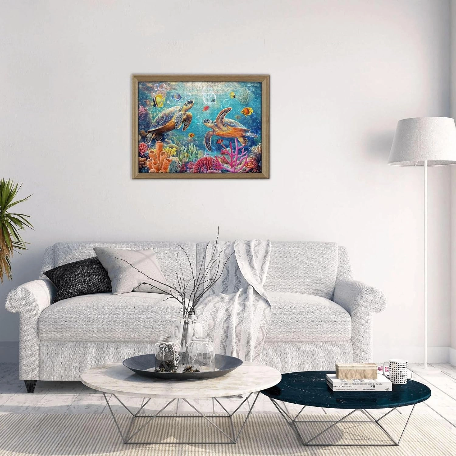 Sea Turtle Puzzles for Adults 500 Pieces Ocean Beach Turtle Jigsaw Puzzle Seascape Animal Art Wooden Puzzle for Challenging Family Activity Games