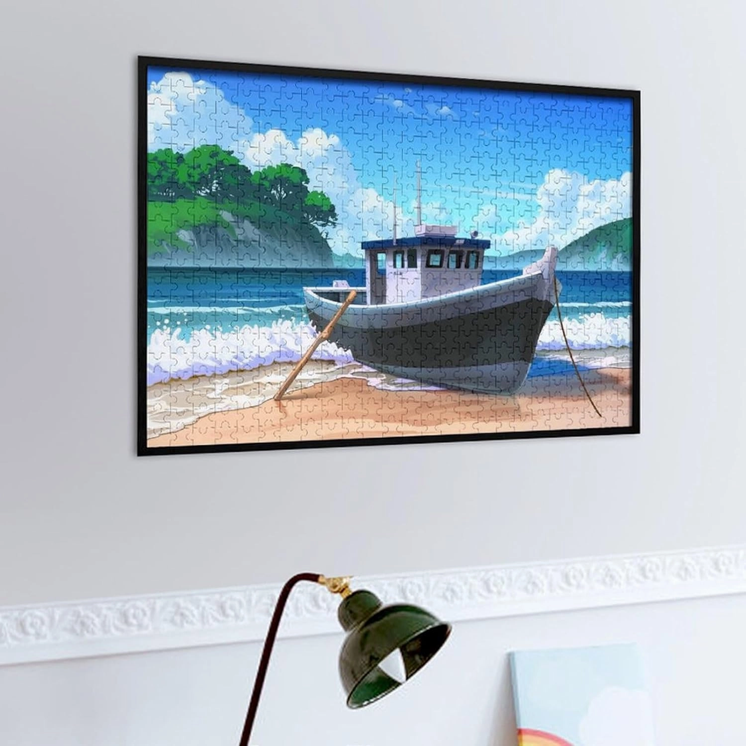 Seaside Fishing Boat Wooden Puzzles for Adults 500 Pieces Jigsaw Puzzle – Anime-Style Ocean View with Sailor Life