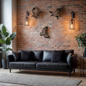 SEMMGO 3 Pieces Eagle Decor Metal Wall Art Black Wall Hanging Wildlife Forest Decor for Living Room Bedroom Office Indoor Outdoor Decorations