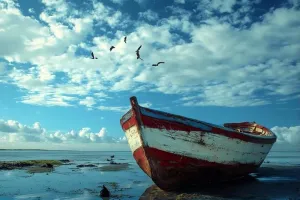 Shabby Fishing Boat Jigsaw Puzzles for Adults and Kids 1000 Piece Educational Games Colorful Puzzles for Home Decoration