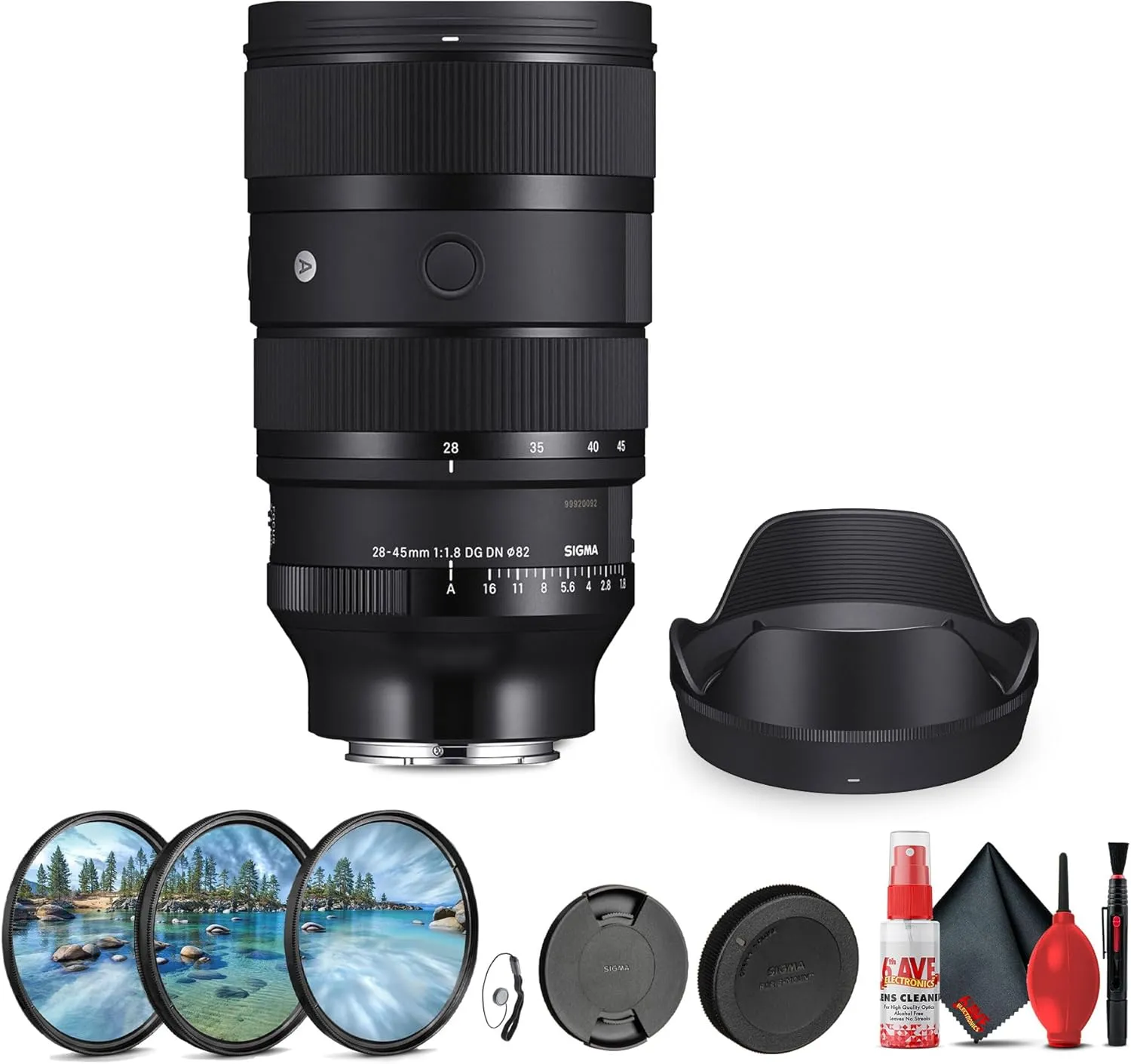 Sigma 28-45mm f/1.8 DG DN Art Lens (Sony E) (612965)   Lens Filter Kit   Cleaning Kit   Lens Cap