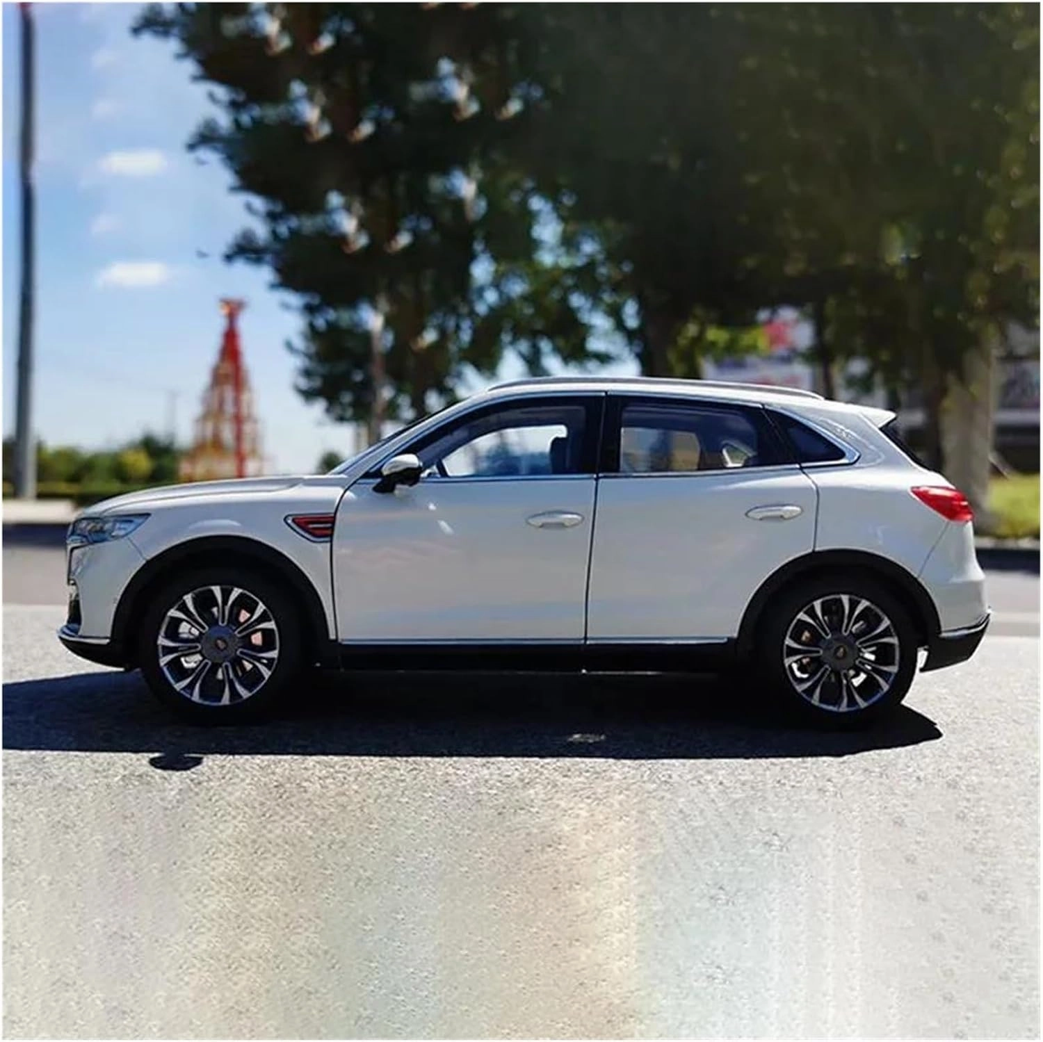 Simulation Car Model 1:18 for FAW Hongqi Hs5 Off-Road SUV Diecasts Alloy Car Model Static Finished Ornaments Mini Vehicles Toys(White)
