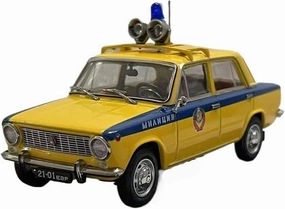 Simulation Car Model 1：43 for Soviet Car VAZ Lada 2101 Traffic Police Car Model Display Custom Souvenir Mini Vehicles Toys(Yellow)