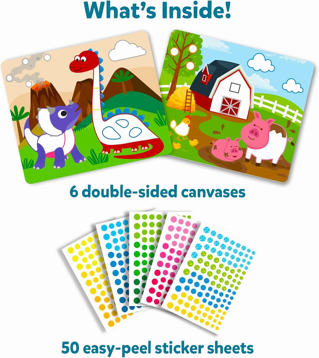 Skillmatics Dot It Sticker Art - Animals & Dinosaurs Combo, Mess-Free Fun for Kids, 750  Stickers, Craft Kits, DIY Scrapbooking Activity, Travel Toys, Gifts for Ages 3, 4, 5, 6, 7