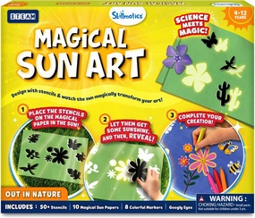 Skillmatics Sun Paper Art Kit - Mess-Free DIY STEM Craft Kit for Kids, Design with Stencils, Create with Sunlight, Color with Markers, Indoor, Outdoor Play, Gifts for Ages 4, 5, 6, 7, 8, 9, 10, 11, 12