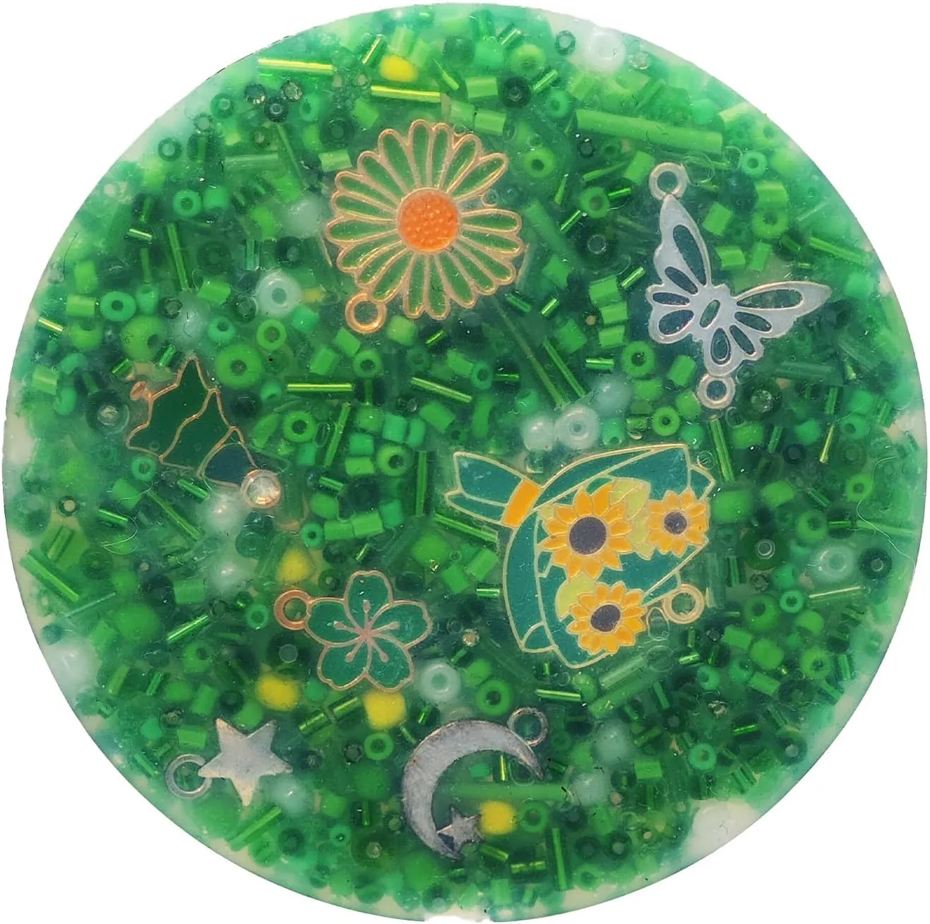 Skin Picky Fidget Toy, Silicone Portable Picking Pad, Portable Fidget Toy for Adult, Picking Pad for Anxiety Dermatillomania Trichotillomania, Plant Theme Included Sunflower Butterfly 3.35In