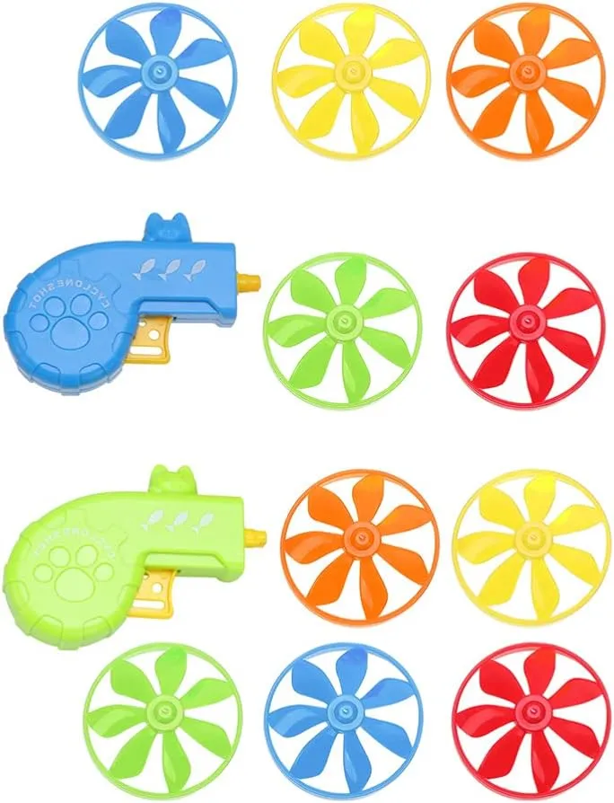 Sky Flying Aerial Disc Launcher Skyrocopter Disco Flyers 2pcs STEM Toys Space Toys Pull Cord UFO Flying Saucers Early Development for Birthday Party Favor