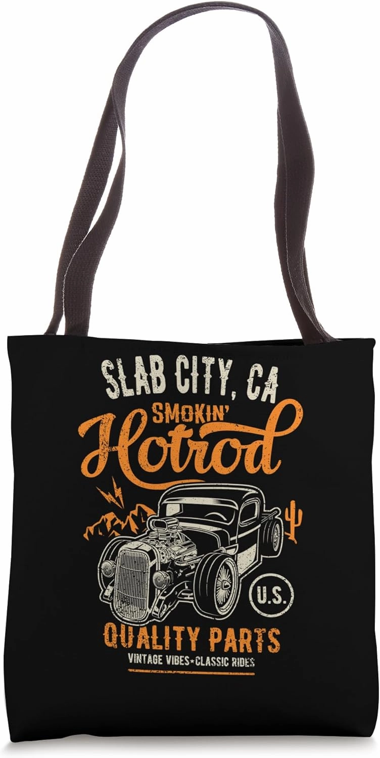 Slab City California USA Hotrod Garage Car Distressed Design Tote Bag