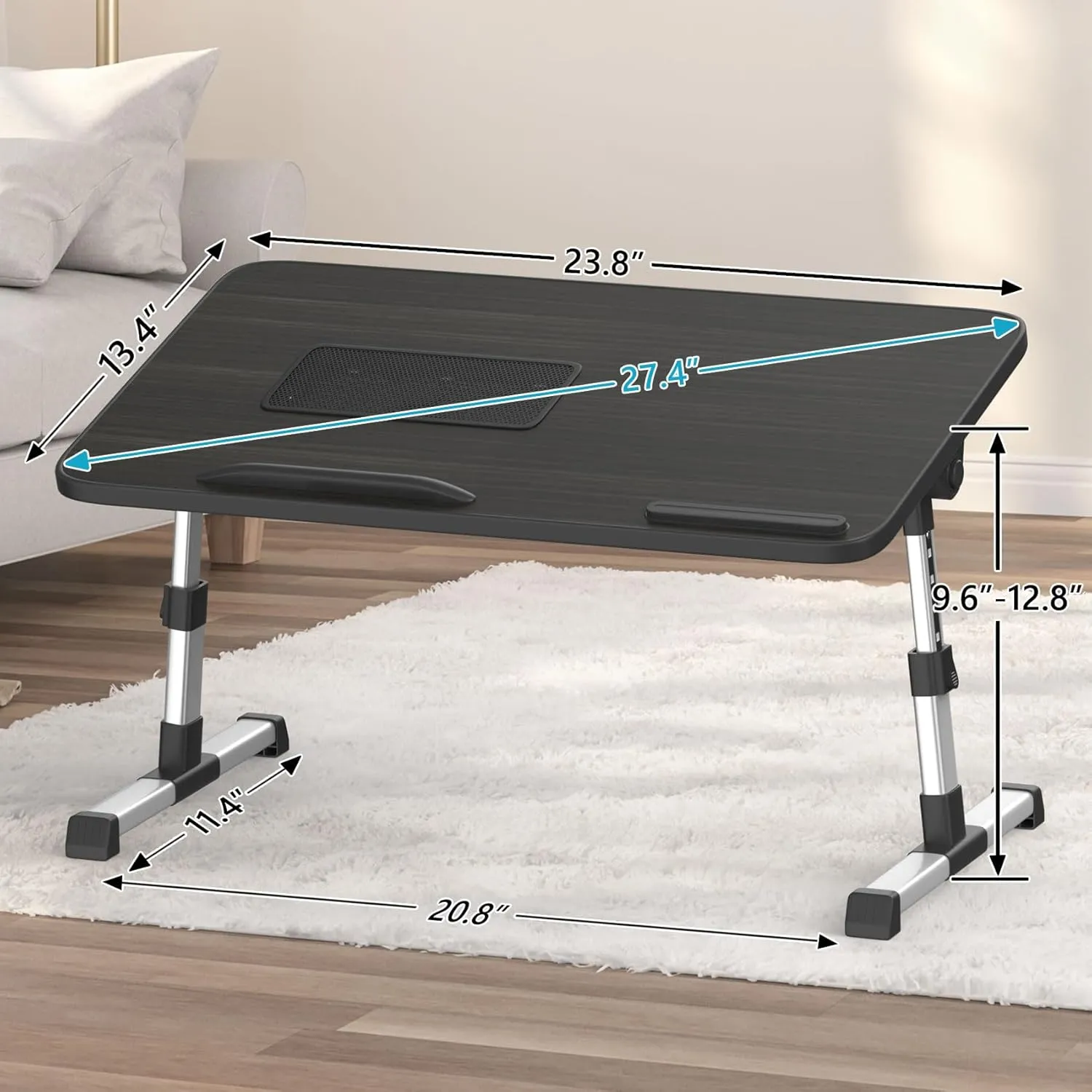 Slendor Laptop Desk Adjustable Laptop Stand Foldable Bed Table Portable Lap Desk Folding Notebook Stand Reading and Writing Holder Breakfast Tray with Drawer and Cooling Fan for Bed Couch Sofa Floor