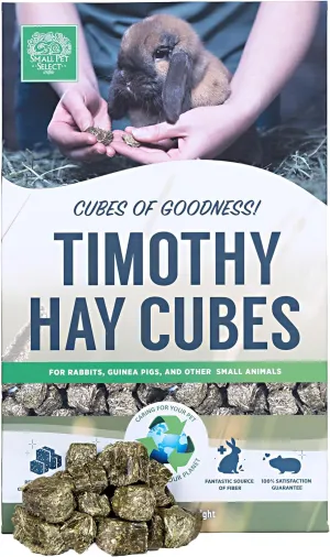 Small Pet Select - Straight Timothy Hay Cubes - 100% All Natural Timothy Hay, Not Blended - Delivered Fresh, Guarantee, (5 lb)