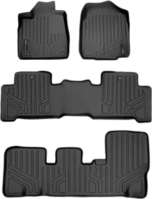 SMARTLINER Custom Fit Floor Mats 3 Row Liner Set Black for 2007-2013 Acura MDX - All Models