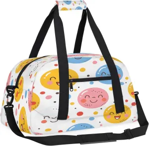 Smiling Face Kids Overnighter Duffel Bags for Boys, Carry-On Size Sports Gym Bag with Front Zipper Pocket for School Practice or Overnight Travel Weekender Sleepover Tote Bag
