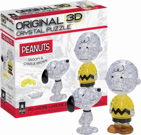Snoopy and Charlie Brown Deluxe Original 3D Crystal Puzzle from BePuzzled, 3D Crystal Puzzles and Brainteasers for Puzzlers and Collectors Ages 12 and Up, and Display Item