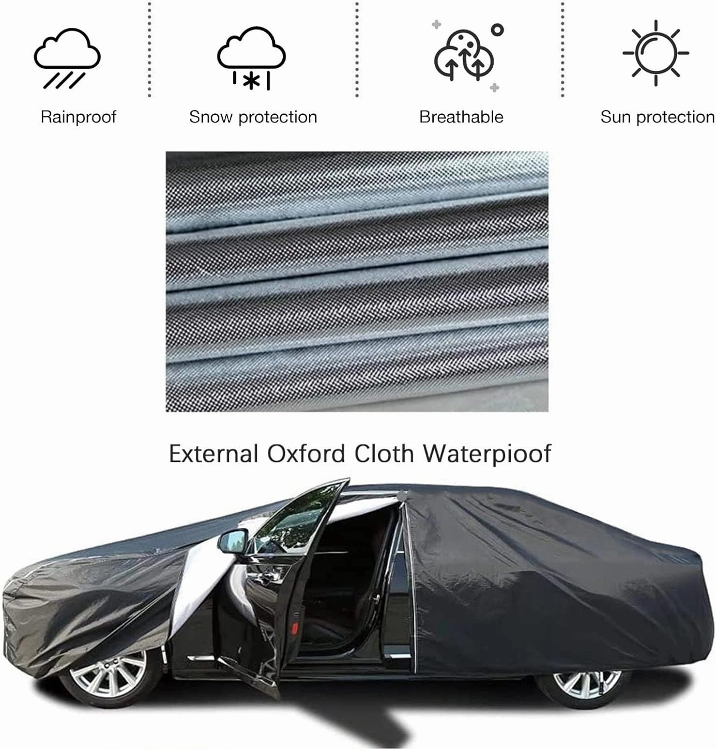 Snow Car Cover Compatible with Mazda CX-9/CX-90 2007-2024, Car Covers For Automobiles All Weather Waterproof Winter Full Exterior Covers Outdoor Car Covers With Zipper Door Reflective Strips(Silver-B)