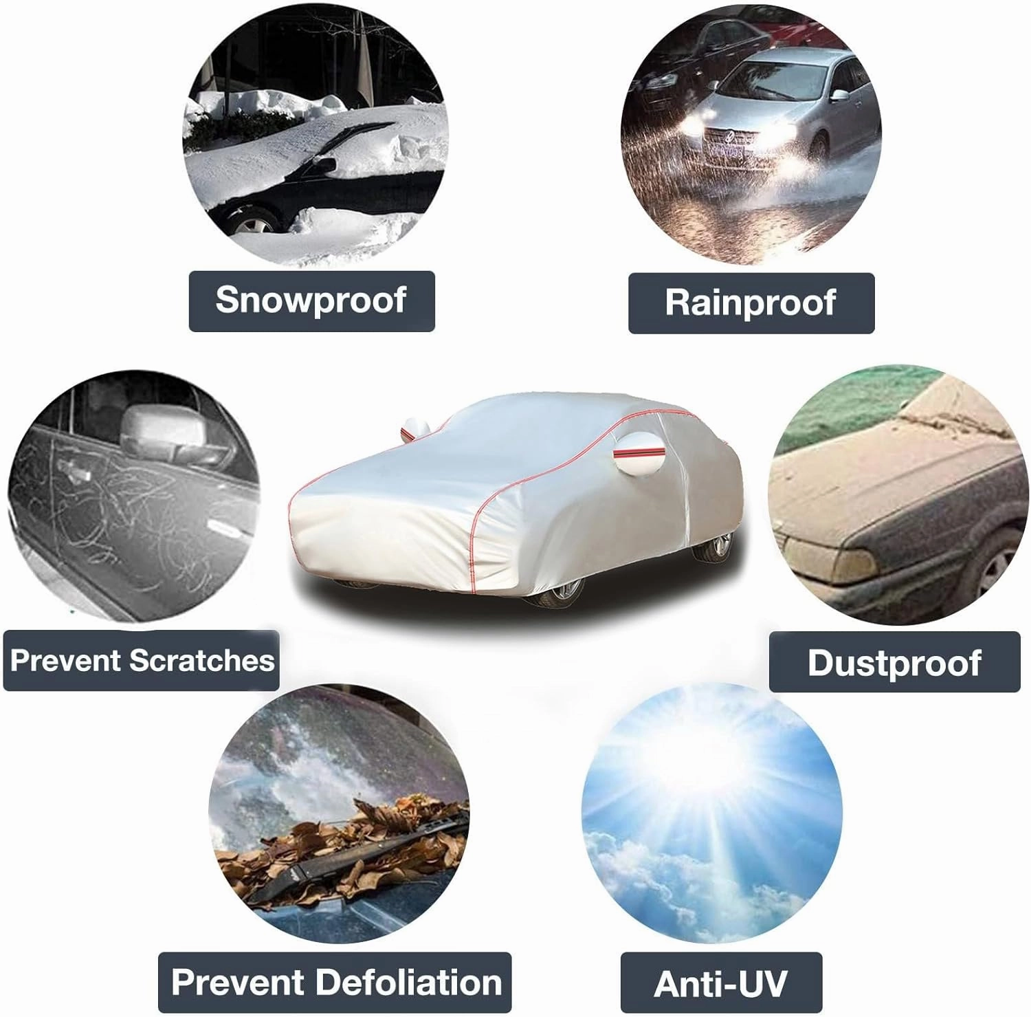 Snow Car Cover Compatible with Mazda CX-9/CX-90 2007-2024, Car Covers For Automobiles All Weather Waterproof Winter Full Exterior Covers Outdoor Car Covers With Zipper Door Reflective Strips(Silver-B)
