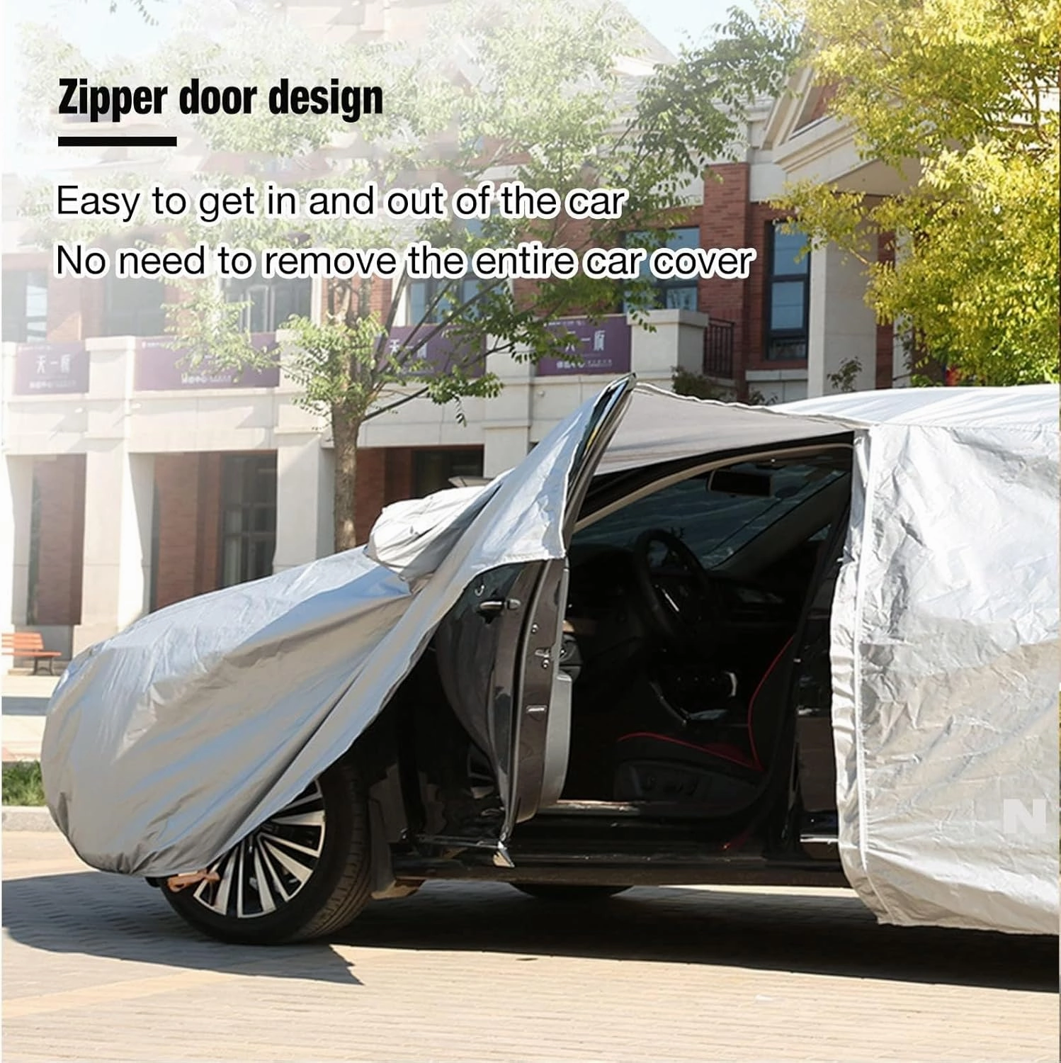 Snow Car Cover Compatible with Mazda CX-9/CX-90 2007-2024, Car Covers For Automobiles All Weather Waterproof Winter Full Exterior Covers Outdoor Car Covers With Zipper Door Reflective Strips(Silver-B)