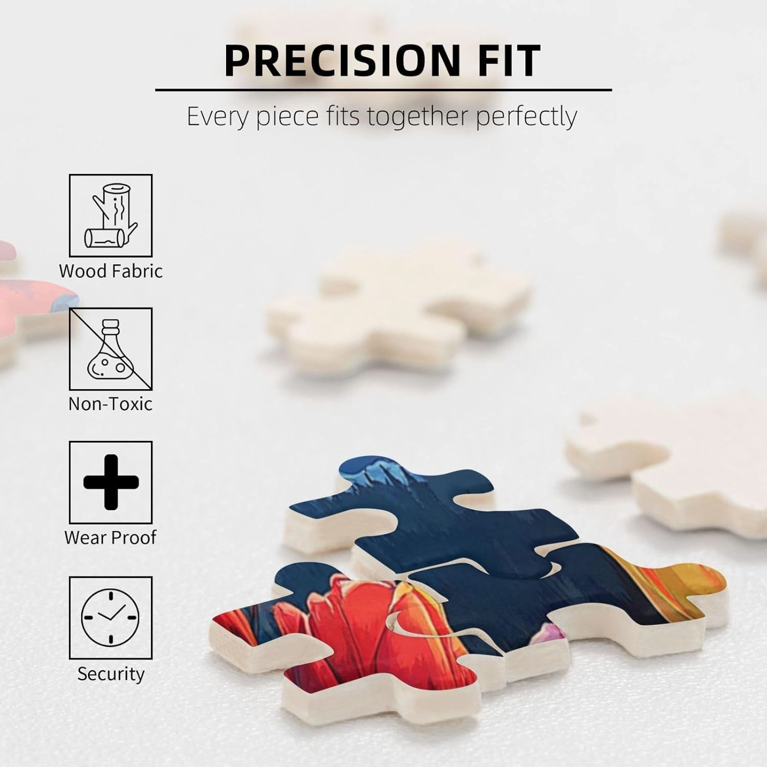 Snowy Mountains and Tulip Valleys，1000 Pcs Wooden Jigsaw Puzzles for Adults,Let Your Imagination Run Wild，Brainstorming for Stress Relief，Forget The Troubles of Life，Enjoy The Process