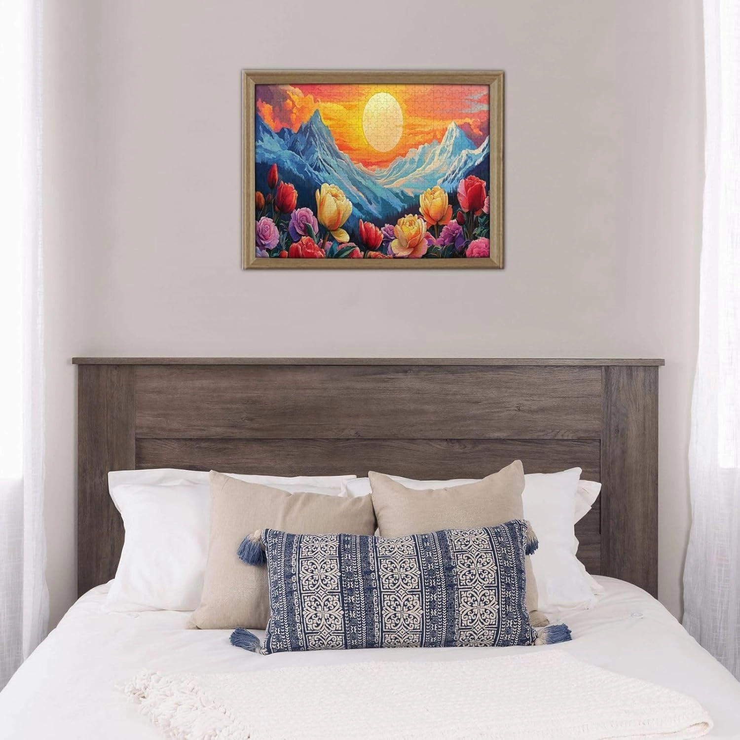 Snowy Mountains and Tulip Valleys，500 Pcs Wooden Jigsaw Puzzles for Adults,Let Your Imagination Run Wild，Brainstorming for Stress Relief，Forget The Troubles of Life，Enjoy The Process