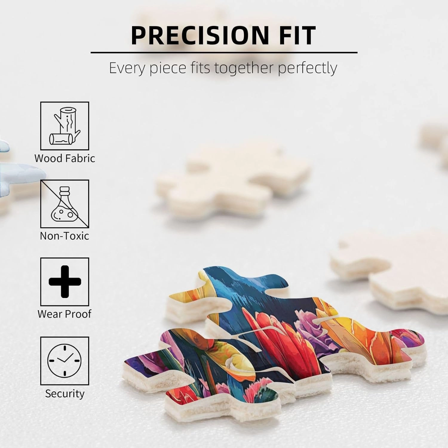 Snowy Mountains and Tulip Valleys，500 Pcs Wooden Jigsaw Puzzles for Adults,Let Your Imagination Run Wild，Brainstorming for Stress Relief，Forget The Troubles of Life，Enjoy The Process