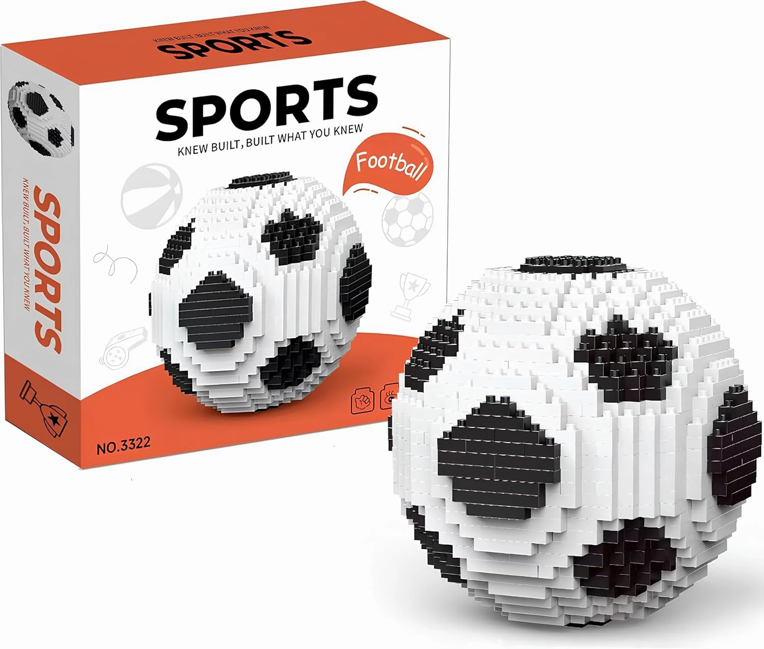 Soccer Building Blocks 850pcs - STEM Educational Toy for Kids Ages 8 , White & Black Football Bricks for Creative Play