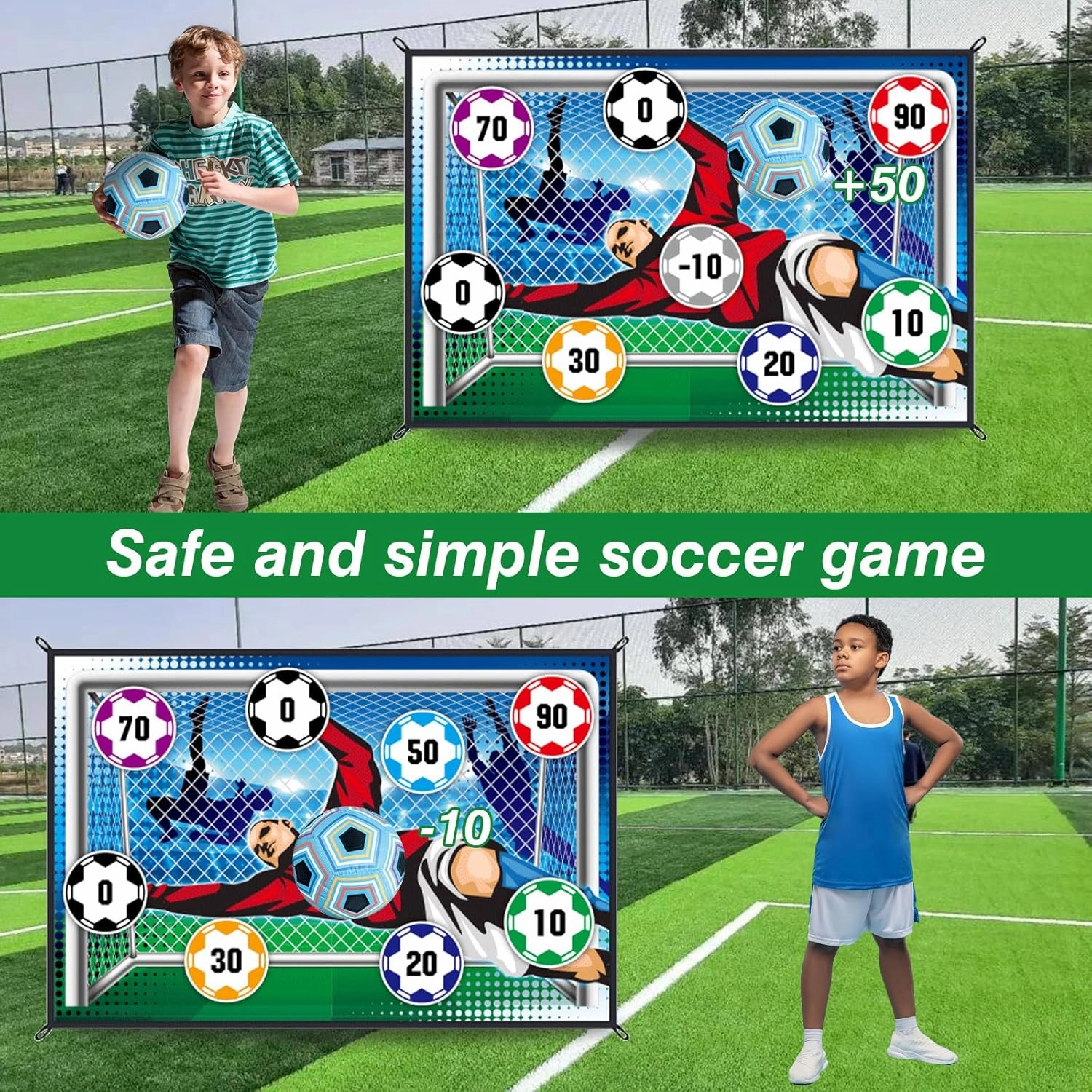 Soccer Games Set - Backyard/Indoor Mini Toys With Adhesive Ball, No Inflation Needed - Birthday Gift Outside Toys for Kids Boys Girls Yard Games