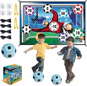 Soccer Games Set - Backyard/Indoor Mini Toys With Adhesive Ball, No Inflation Needed - Birthday Gift Outside Toys for Kids Boys Girls Yard Games