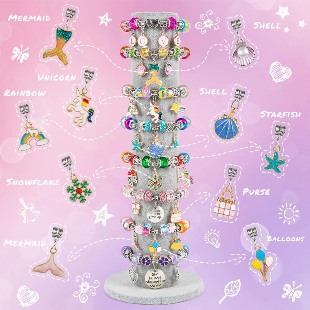 Sofier Charm Bracelet Making Kit for Girls Jewelry Box Jewelry Making Kit Gifts for Girls 4-12 DIY Craft Toys Birthday Christmas