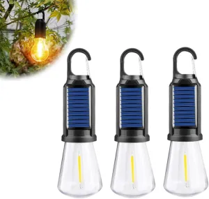 Solar Rechargeable Hooked Camping Light Outdoor Household Tungsten Lights, 3 Light Modes, Portable Rechargeable Outdoor Tent Lights Bulbs for Camping Hiking Emergency(B#)